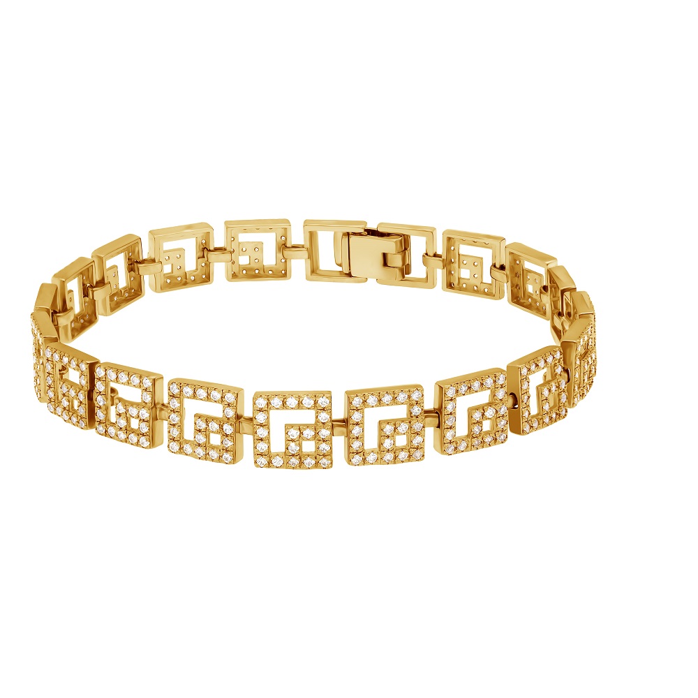 фото Браслеты на руку Золотой браслет Империя со вставками: Фианит: (бесцветный, чистота - 0).  с камнями из золота 585 пробы