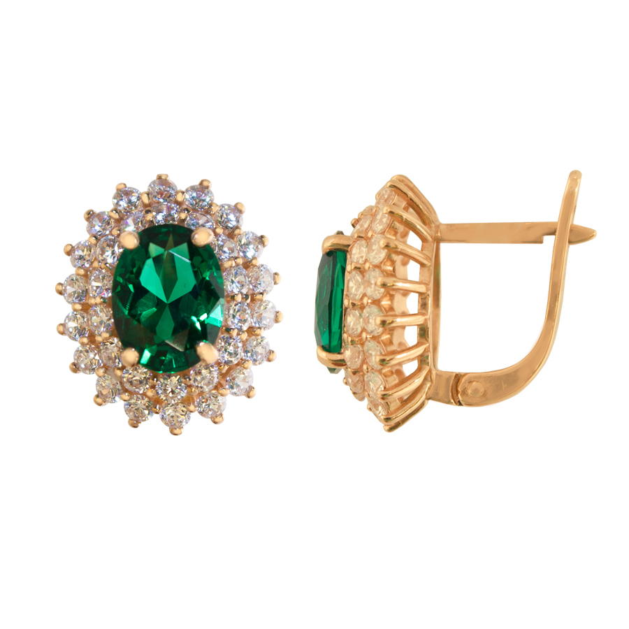 фото и цена Золотые серьги Кейт со вставками: Нано-Изумруд: (чистота - 0). , Фианит: (бесцветный, чистота - 0). , Золотые серьги Кейт со вставками: Нано-Сапфир: (чистота - 0). , Фианит: (бесцветный, чистота - 0). 