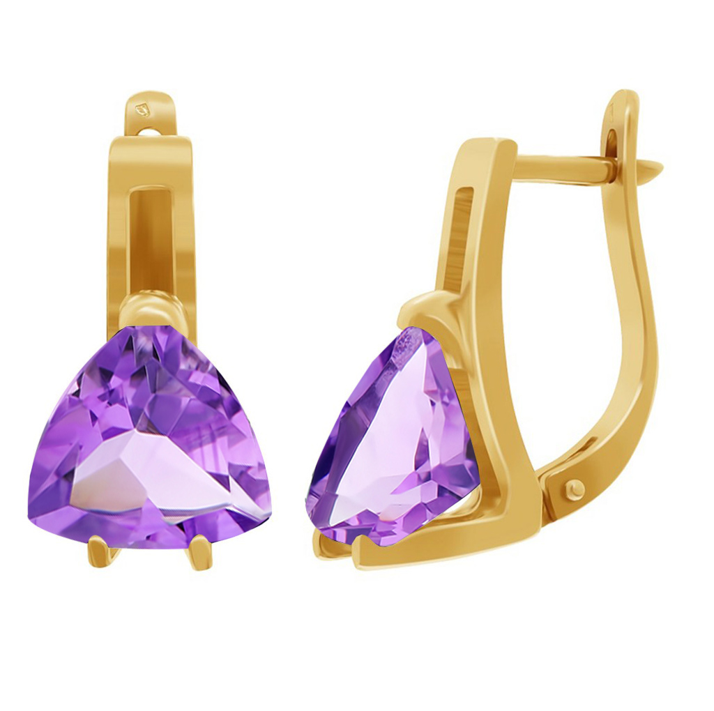 фото и цена Золотые серьги Анастасия со вставками: Фианит: (бесцветный, чистота - 0). , Золотые серьги Анастасия со вставками: Фианит: (фиолетовый, чистота - 0). 