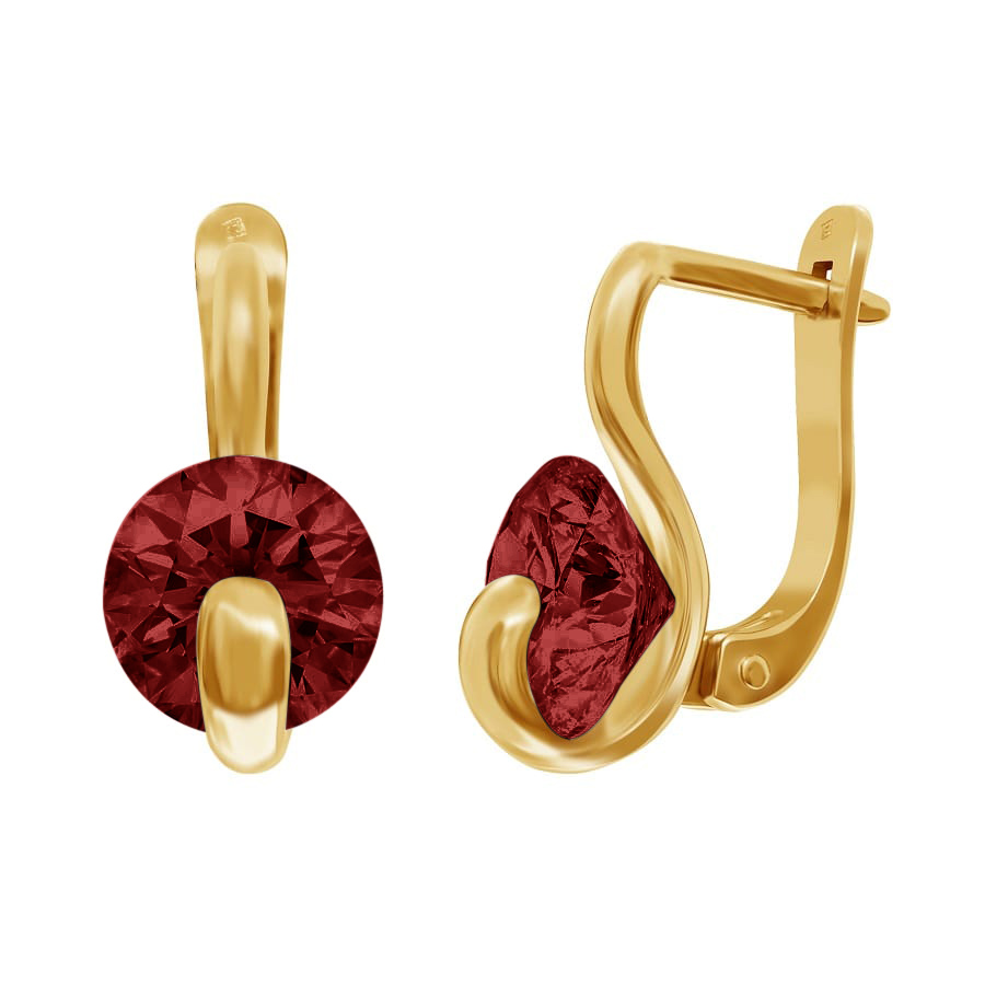 фото и цена Золотые серьги Диско с гранатом. со вставками: Гранат: (чистота - 0). 