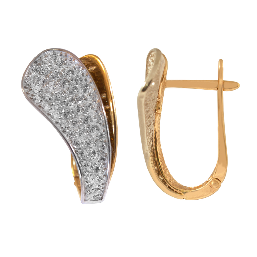 фото и цена Золотые серьги Браво со вставками: Фианит: (бесцветный, чистота - 0). 