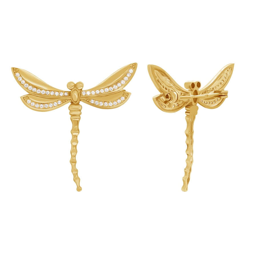 Золотая брошь Золотая брошь Стрекоза со вставками: Фианит: (бесцветный, чистота - 0). 