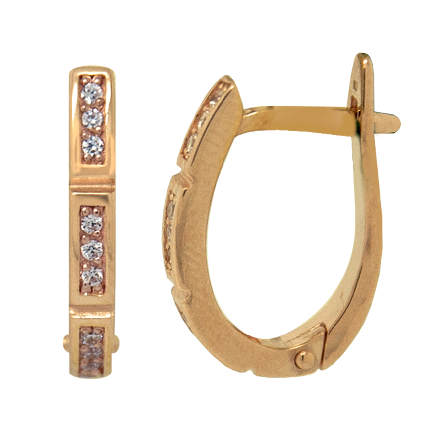 фото и цена Золотые серьги Клио со вставками: Фианит: (бесцветный, чистота - 0). 