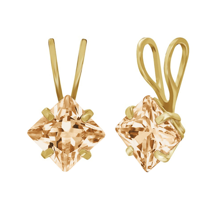 Фото Золотая подвеска Дарси (квадрат) со вставками: Фианит: (бесцветный, чистота - 0). , Золотая подвеска Дарси (квадрат) со вставками: Фианит: (шампань, чистота - 0). 