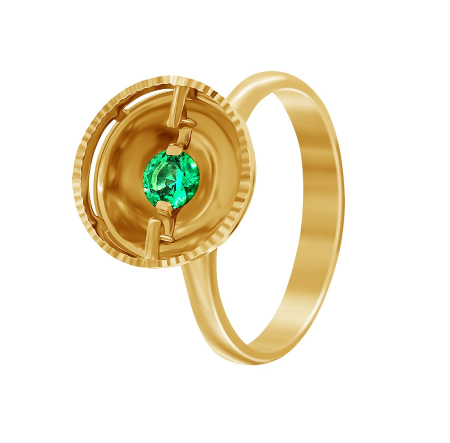 Фото Золотое кольцо Тахмина со вставками: Нано-Изумруд, Золотое кольцо Тахмина со вставками: Нано-Изумруд: (чистота - 0). 