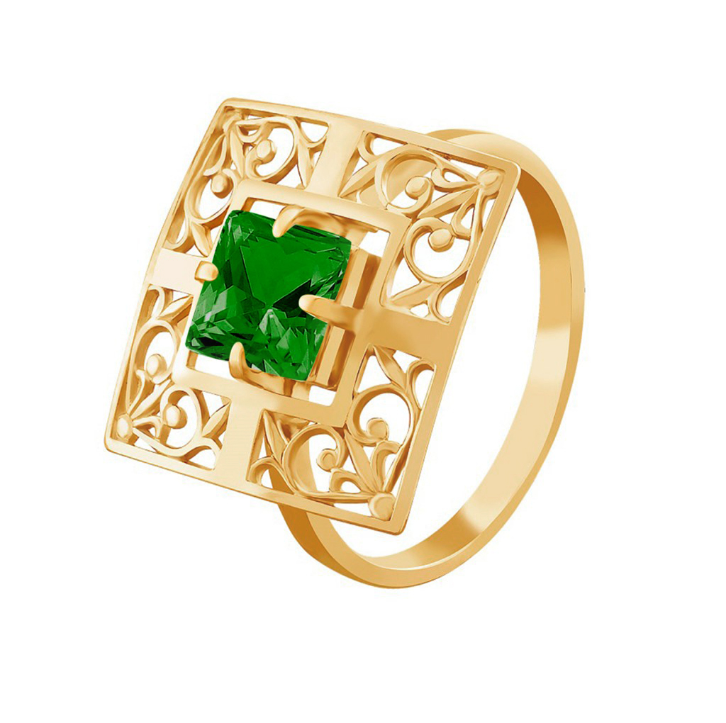 Фото Золотое кольцо Шакира с изумрудом. со вставками: Изумруд выр.: (чистота - 0). , Золотое кольцо Шакира с изумрудом. со вставками: Изумруд ГидроТермальный: (зелёный, чистота - 0). 