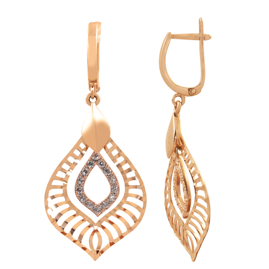 фото и цена Золотые серьги Жаклин с фианитами со вставками: Фианит: (бесцветный, чистота - 0). 