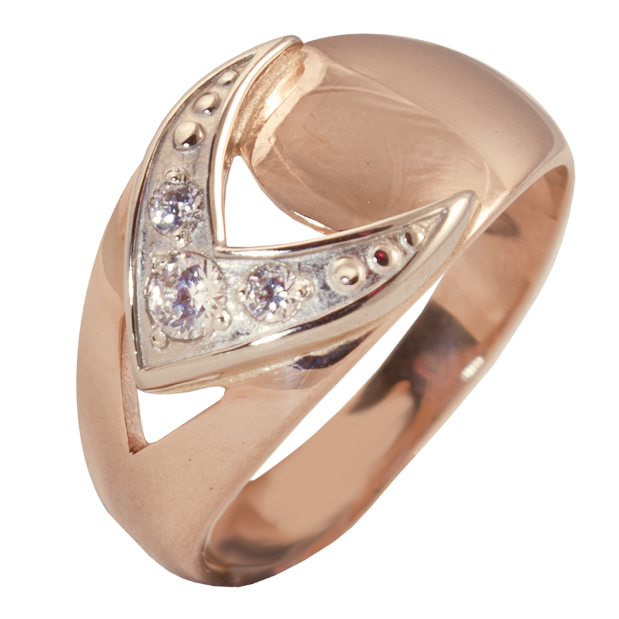 Фото Золотое кольцо Находка-2 со вставками: Фианит: (бесцветный, чистота - 0). 