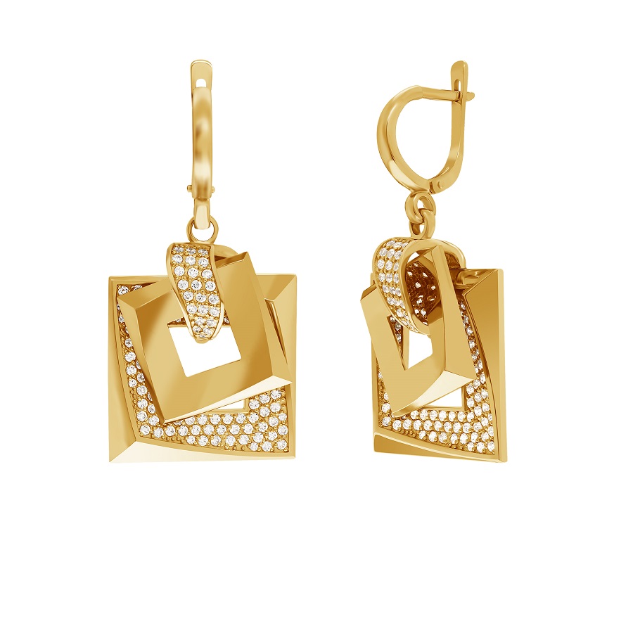 фото и цена Серьги Делюкс Б., Золотые серьги Делюкс (Большие) со вставками: Фианит: (бесцветный). , Золотые серьги Делюкс (большие) со вставками: Фианит: (бесцветный). , Золотые серьги Делюкс (большие) со вставками: Фианит: (бесцветный, чистота - 0). 