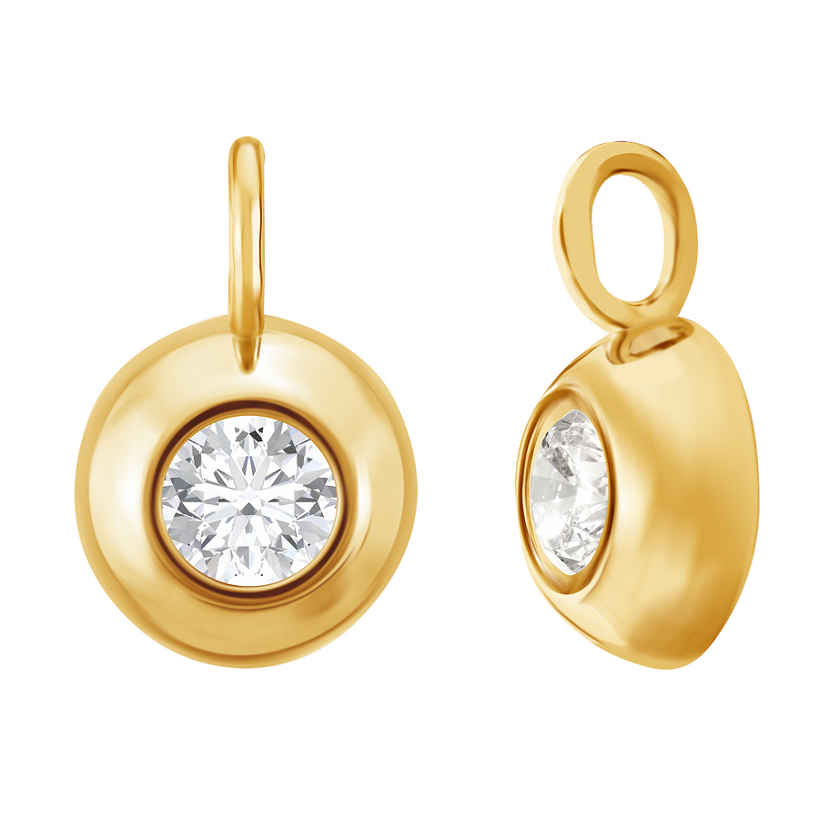 Фото Золотая подвеска Лола со вставками: Фианит: (бесцветный, чистота - 0). , Золотая подвеска Лола со вставками: Фианит: (бесцветный). 