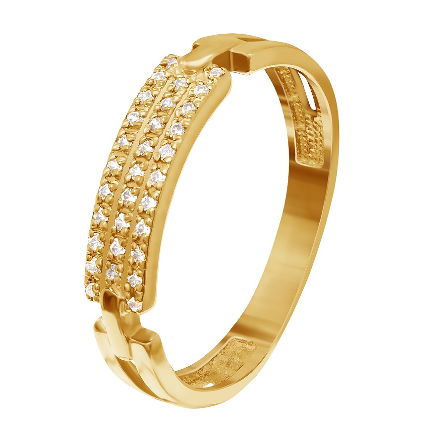 Фото Золотое кольцо Таро со вставками: Фианит: (бесцветный, чистота - 0). 