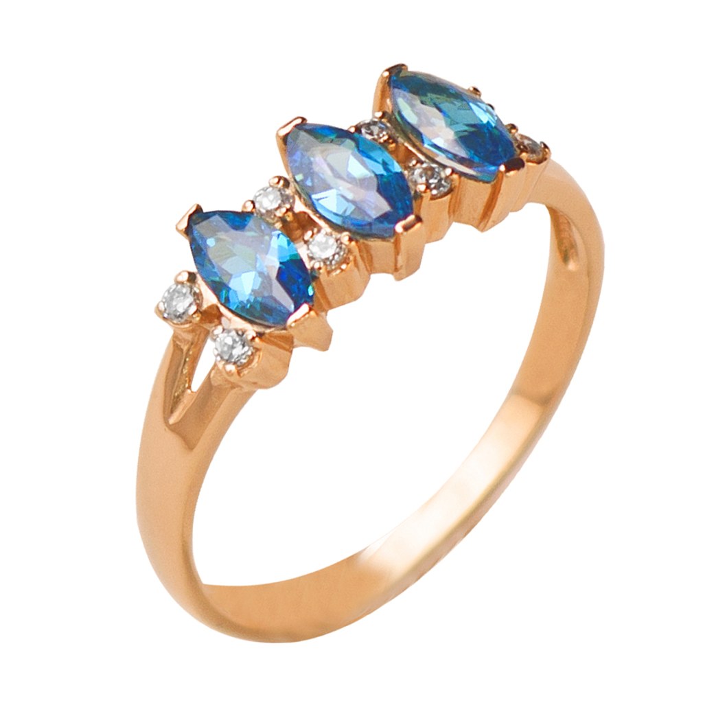 Фото Золотое кольцо Франческо с топазом. со вставками: Топаз: (чистота - 0). , Фианит: (бесцветный, чистота - 0). 