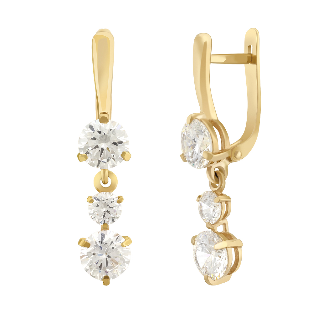 фото и цена Золотые серьги Будда-3 со вставками: Фианит: (бесцветный, чистота - 0). 