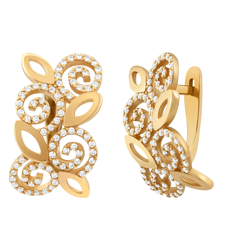 фото и цена Золотые серьги Палермо-2 со вставками: Фианит: (бесцветный, чистота - 0). 