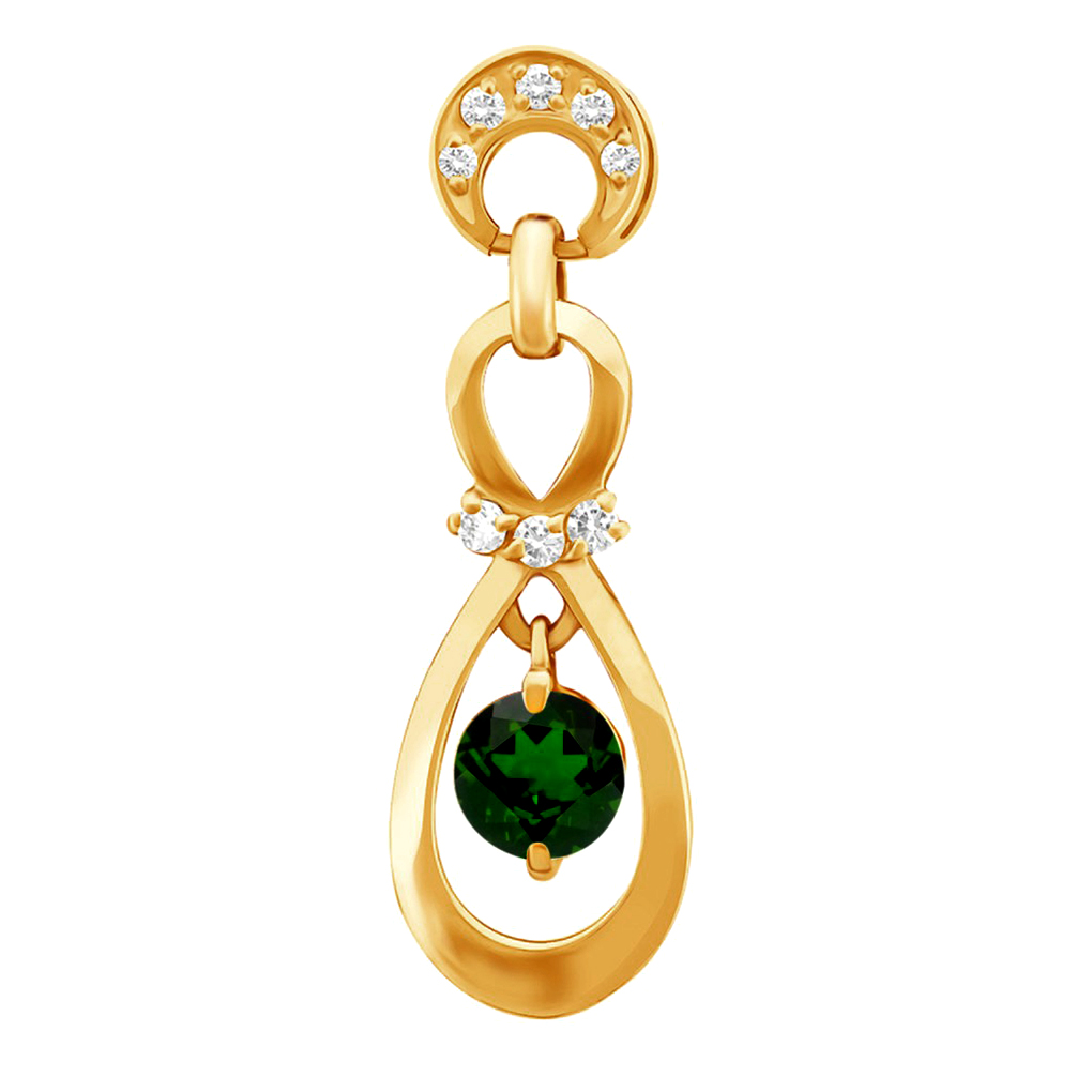 Фото Золотая подвеска Каппа с изумрудом. со вставками: Изумруд синтетический: (Огранка - Круглая, чистота - 0, размер камня - 5,0). , Фианит: (бесцветный, чистота - 0). , Золотая подвеска Каппа с изумрудом. со вставками: Изумруд ГидроТермальный: (Огранка - Круглая, чистота - 0, размер камня - 5,0). , Фианит: (бесцветный, чистота - 0). 