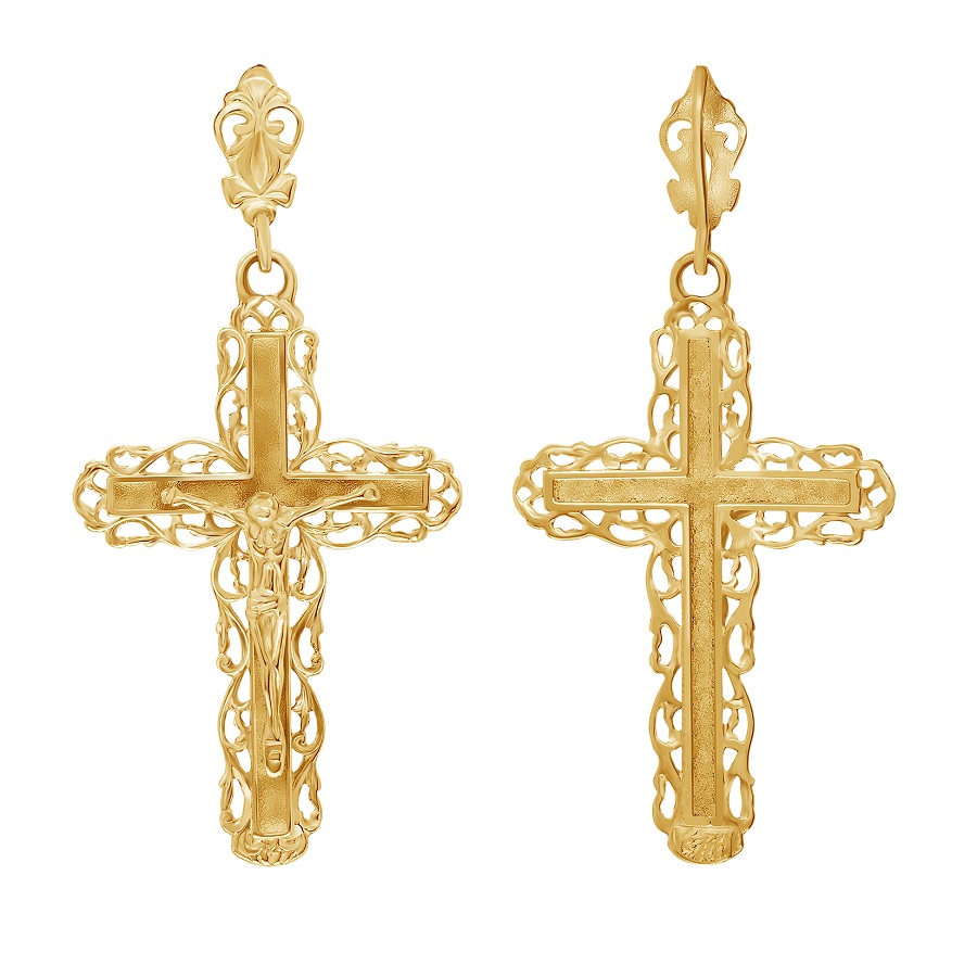 Золотой крест Большой Ажурный с Иисусом