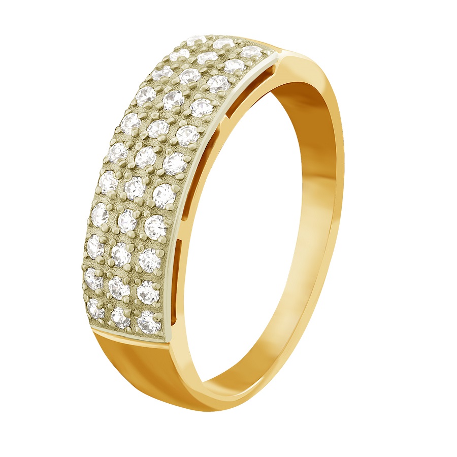 Фото Золотое кольцо "33" со вставками: Фианит: (бесцветный, чистота - 0). 