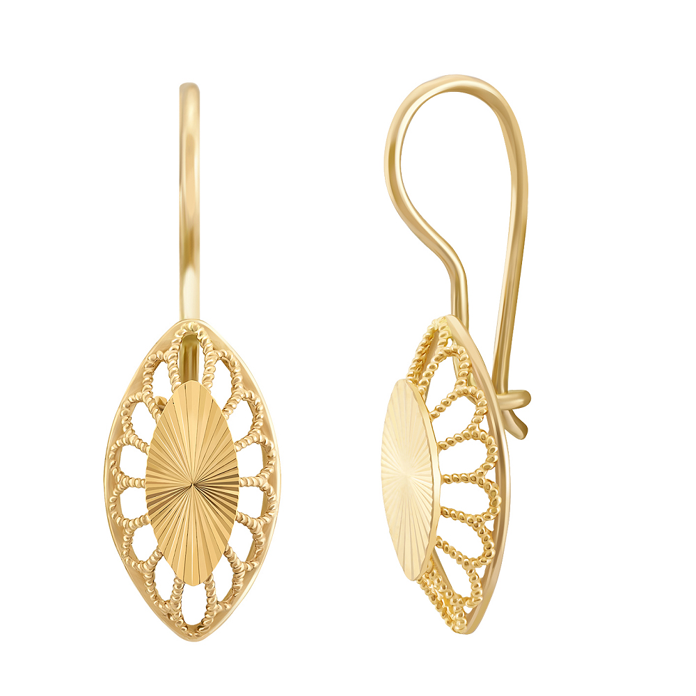 фото и цена Золотые серьги Лодка