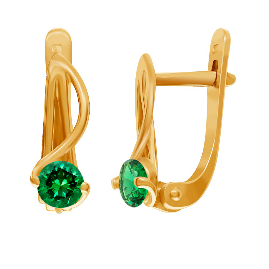 фото и цена Золотые серьги Нотка с изумрудом. со вставками: Изумруд синтетический: (Огранка - Круглая, чистота - 0, размер камня - 3,5). , Золотые серьги Нотка с изумрудом со вставками: Изумруд ГидроТермальный: (Огранка - Круглая, зелёный, чистота - 0, размер камня - 3,5). 