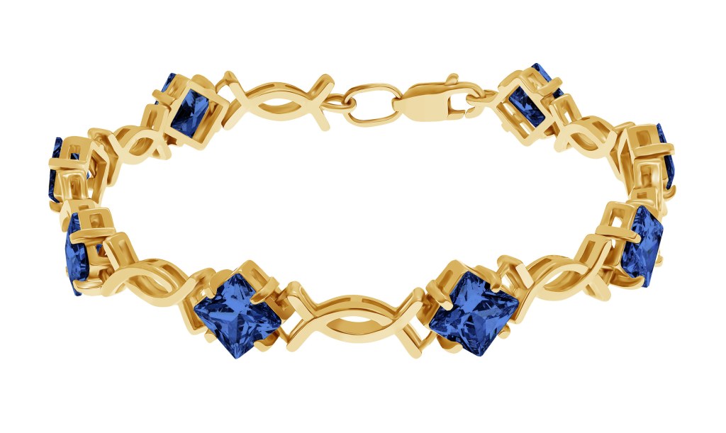 фото Браслеты на руку Золотой браслет Прага со вставками: Фианит: (бесцветный, чистота - 0). , Золотой браслет Прага со вставками: Фианит: (бесцветный, чистота - 0). , Нано-Сапфир: (чистота - 0).  с камнями из золота 585 пробы