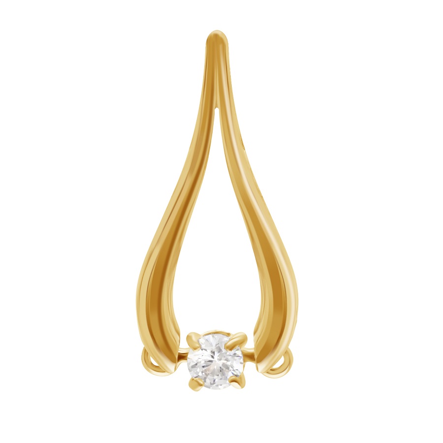 Фото Золотая подвеска Капля со вставками: Фианит: (бесцветный). , Золотая подвеска Капля со вставками: Фианит: (бесцветный, чистота - 0). 