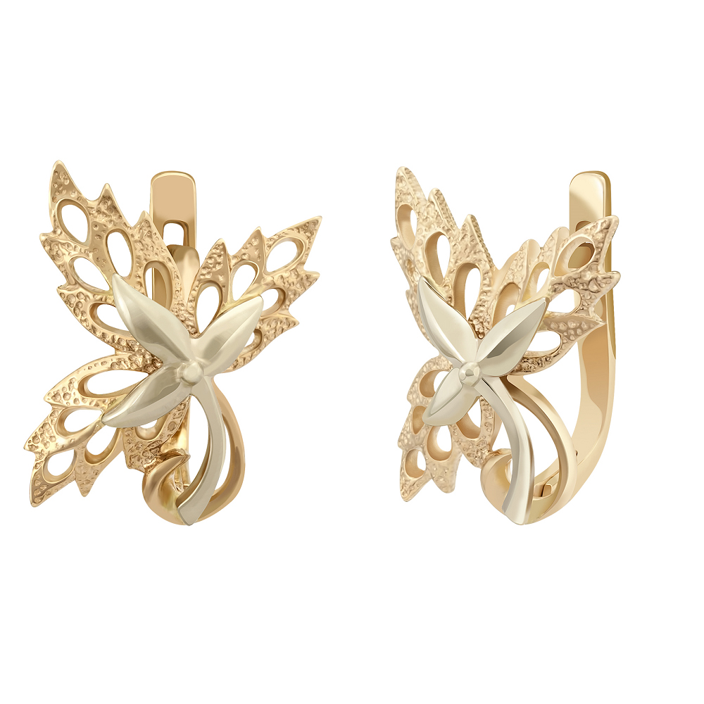 фото и цена Золотые серьги Клён (малый)