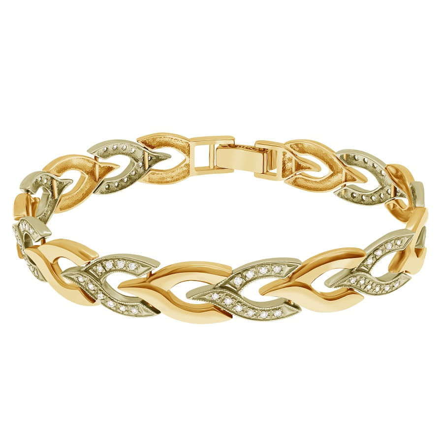 фото Браслеты на руку Золотой браслет Лариса с фианитами со вставками: Фианит: (бесцветный, чистота - 0).  с камнями из золота 585 пробы