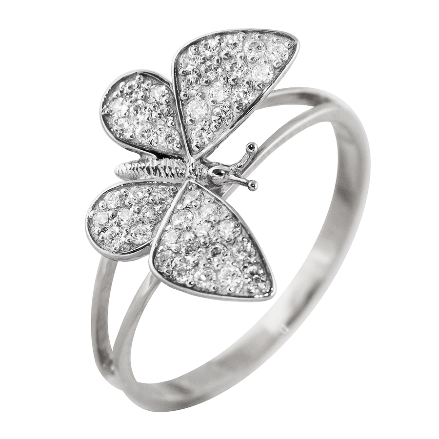 Фото серебряное Серебряное кольцо Белянка со вставками: Фианит: (бесцветный, чистота - 0). 