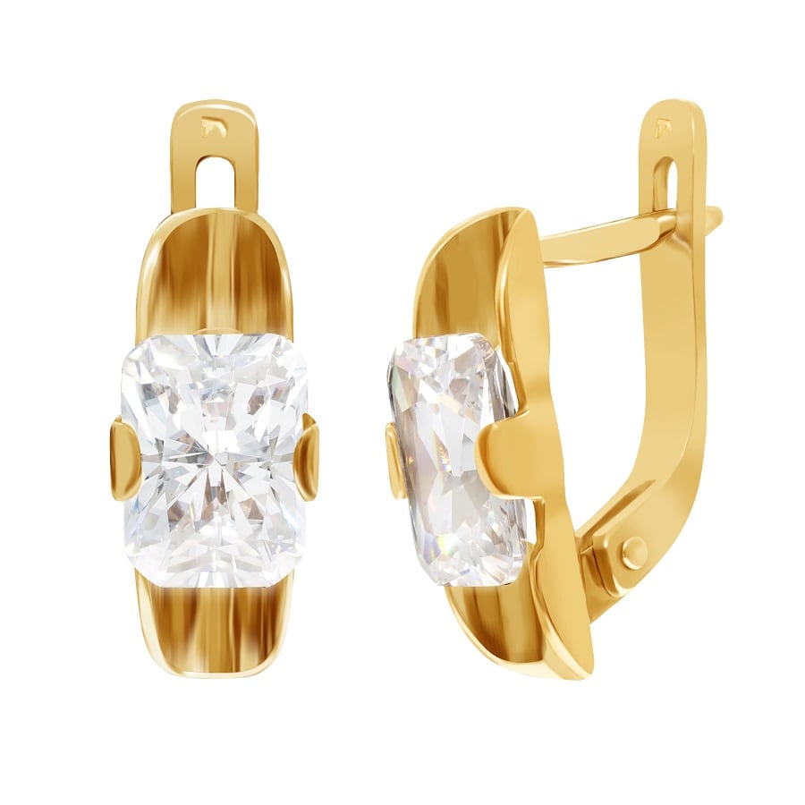 фото и цена Золотые серьги Аида со вставками: Фианит: (бесцветный, чистота - 0). 