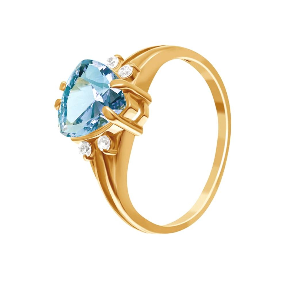 Фото Золотое кольцо Атриум с топазом. со вставками: Топаз: (Огранка - Треугольная, чистота - 0). , Фианит: (бесцветный, чистота - 0). 