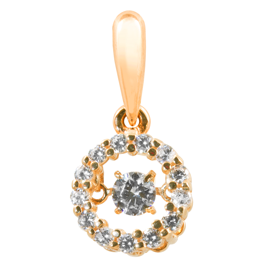 Фото Золотая подвеска Зерро-2 со вставками: Фианит: (бесцветный, чистота - 0). 