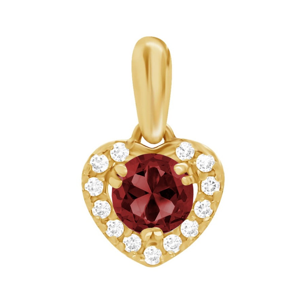 Фото Золотая подвеска Ульяна с гранатом со вставками: Гранат: (чистота - 0). , Фианит: (бесцветный, чистота - 0). 