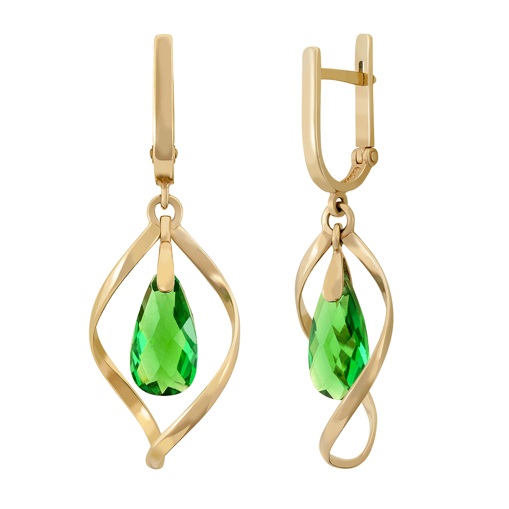 фото и цена Золотые серьги Алиса со вставками: Фианит: (бесцветный, чистота - 0). 