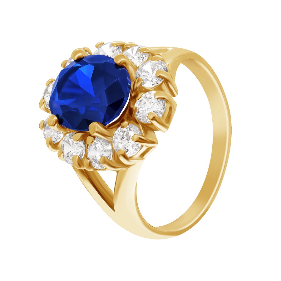 Фото Золотое кольцо Королева со вставками: Нано-Изумруд, Фианит: (бесцветный, чистота - 0). , Золотое кольцо Королева со вставками: Нано-Сапфир, Фианит: (бесцветный). , Золотое кольцо Королева со вставками: Фианит: (бесцветный, чистота - 0). , Нано-Сапфир: (Огранка - Овал, синий, чистота - 0, размер камня - 10*8). 