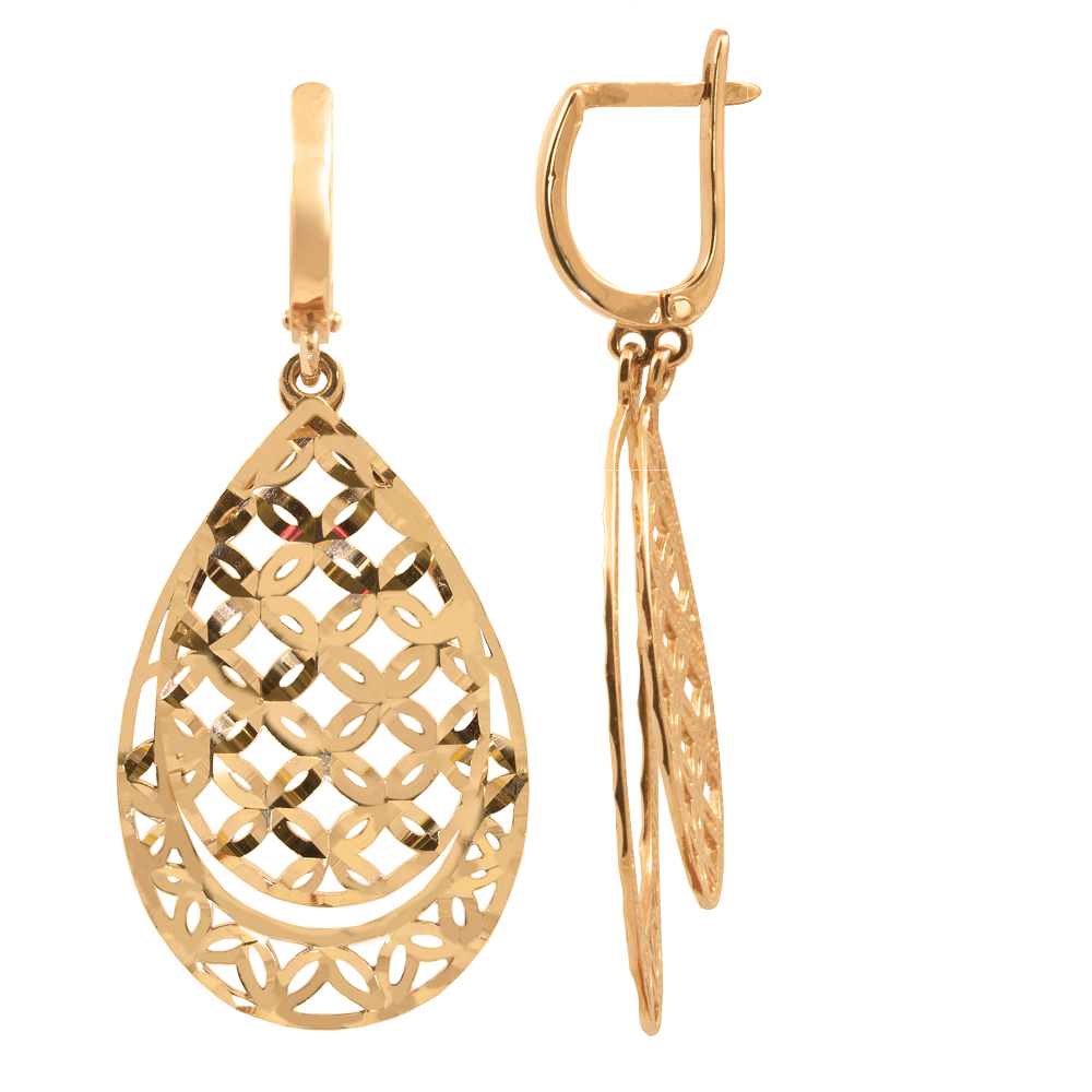 фото и цена Золотые серьги Эффект