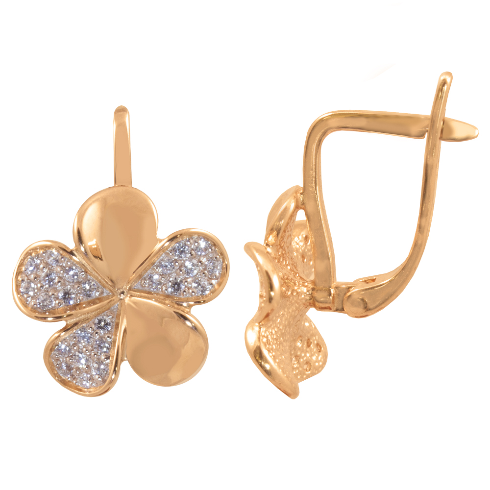 фото и цена Золотые серьги Утро со вставками: Фианит: (бесцветный, чистота - 0). 