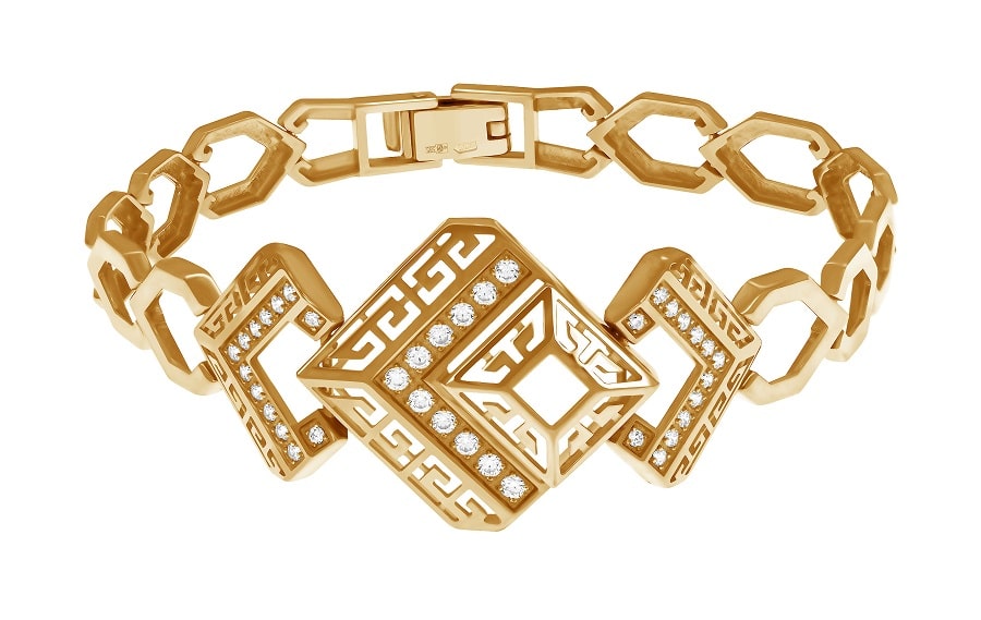 фото Браслеты на руку Золотой браслет Кассандра со вставками: Фианит: (бесцветный). , Золотой браслет Кассандра со вставками: Фианит: (бесцветный, чистота - 0).  с камнями из золота 585 пробы