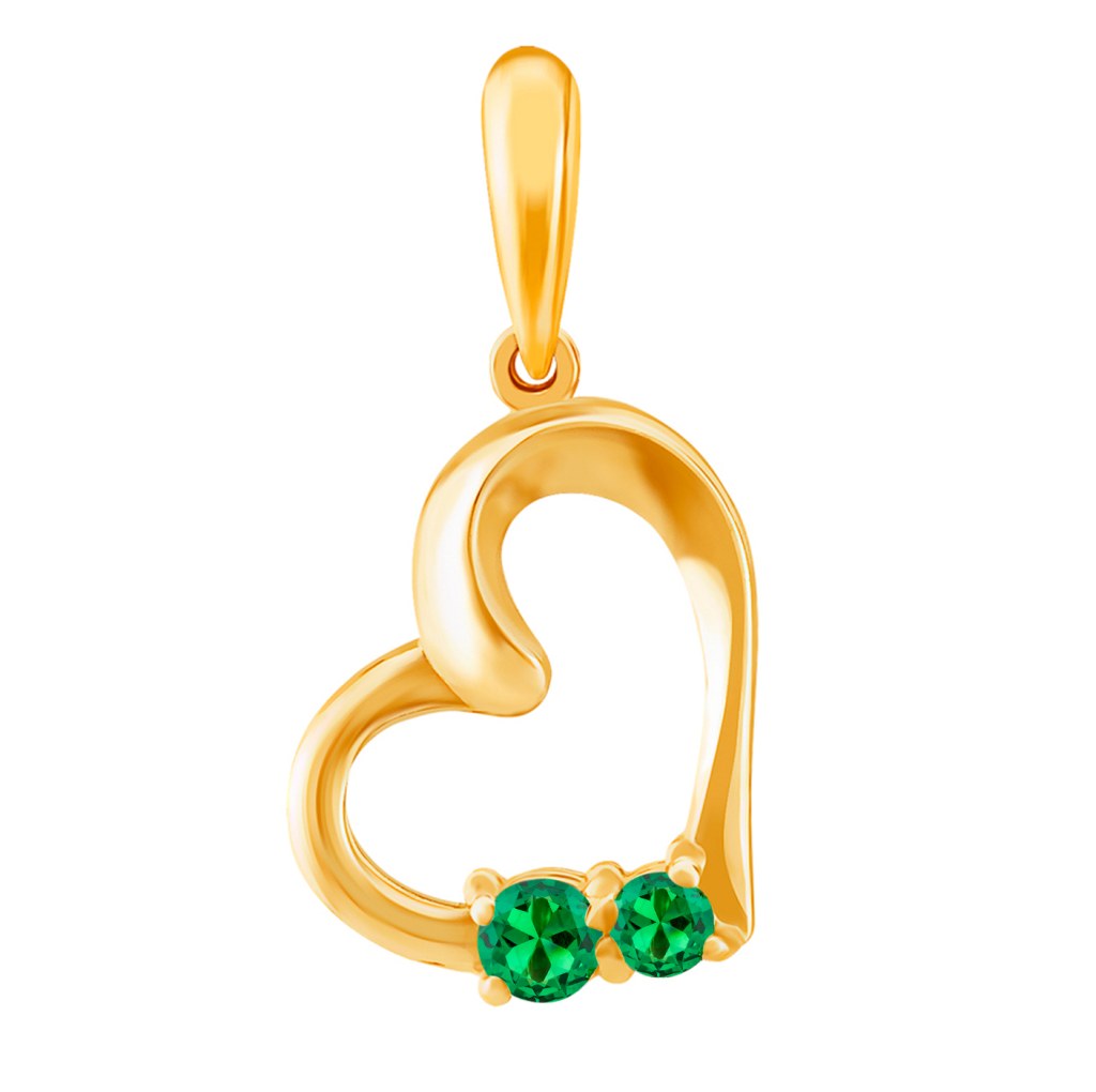 Фото Золотая подвеска Синди с изумрудом. со вставками: Изумруд синтетический: (чистота - 0). , Золотая подвеска Синди с изумрудом со вставками: Изумруд ГидроТермальный: (зелёный, чистота - 0). 