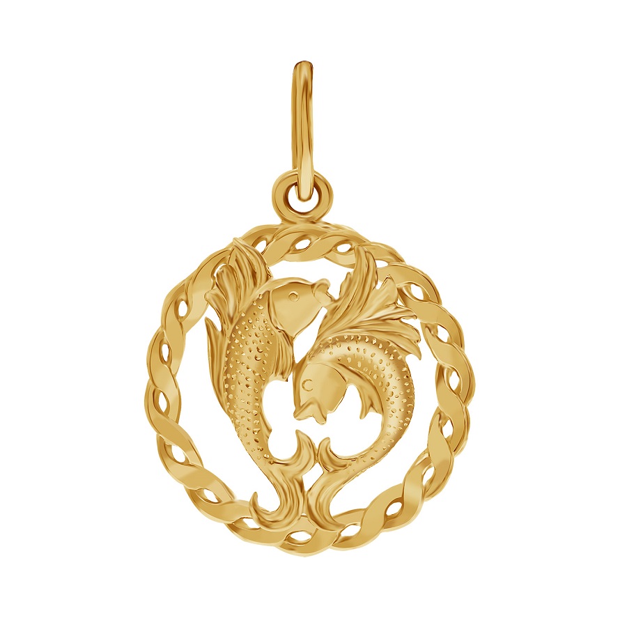 Фото Золотая подвеска Рыбы в круге