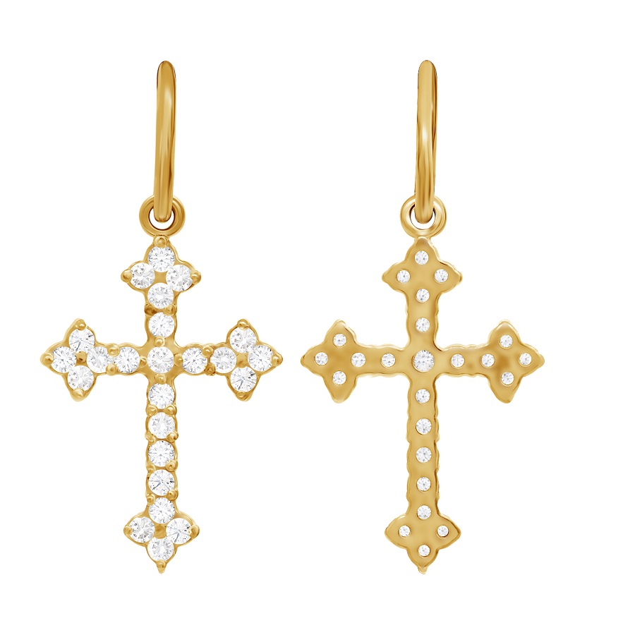 Фото Золотой крест Марк со вставками: Фианит: (бесцветный, чистота - 0). 