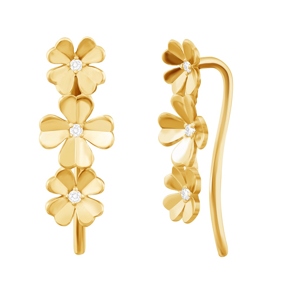 фото и цена клаймберы  Золотые серьги Лана со вставками: Фианит: (бесцветный, чистота - 0). 