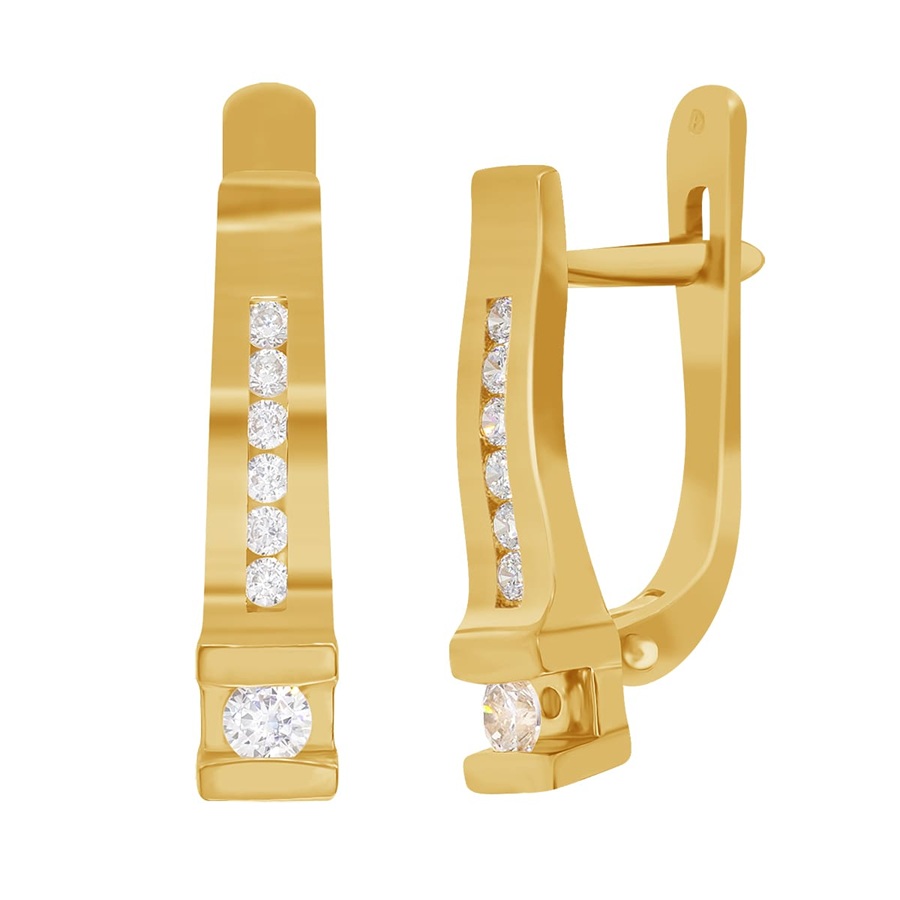 фото и цена Золотые серьги  Ванкувер со вставками: Фианит: (бесцветный). , Золотые серьги  Ванкувер со вставками: Фианит: (бесцветный, чистота - 0). 