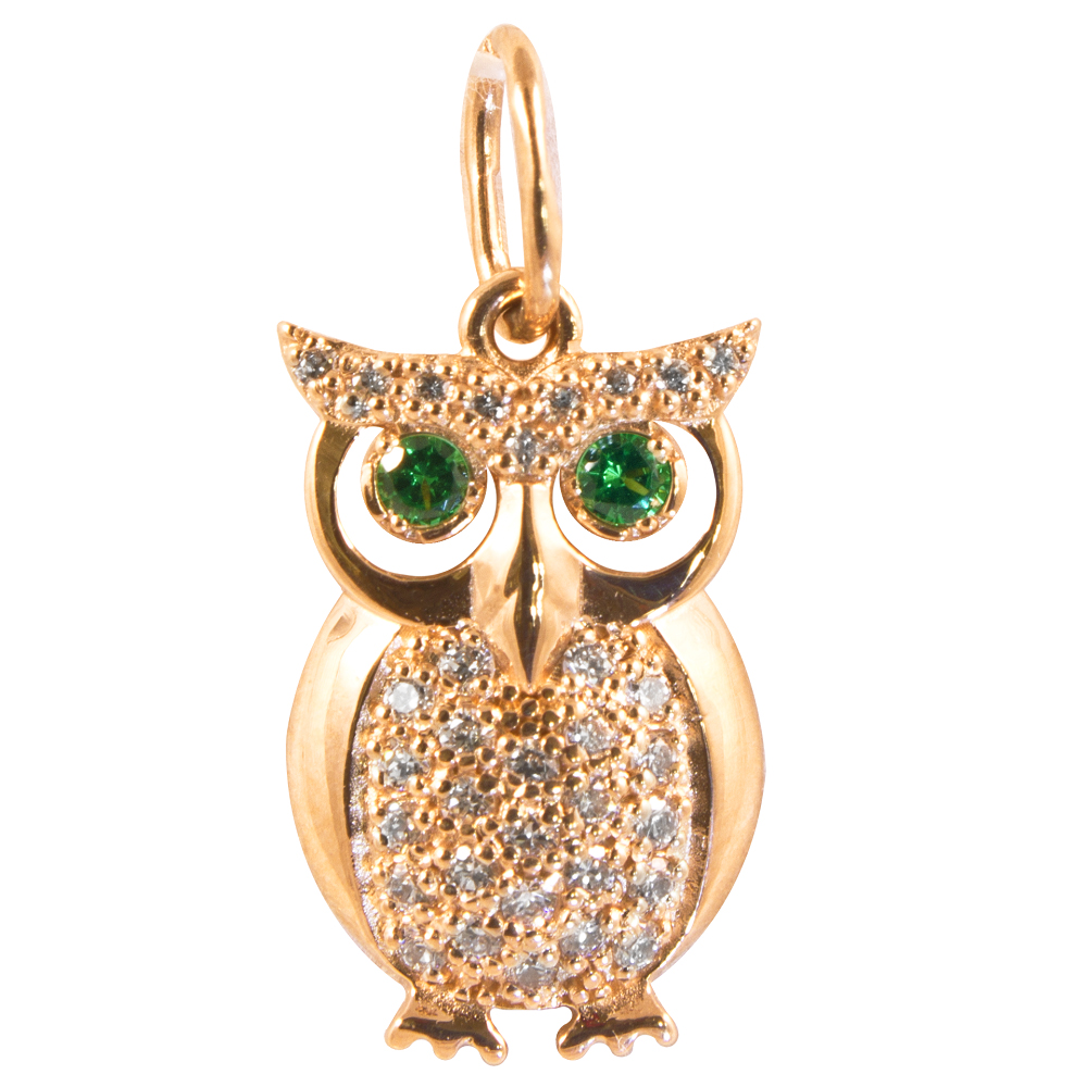 Фото Золотая подвеска Сова со вставками: Нано-Изумруд: (чистота - 0). , Фианит: (бесцветный, чистота - 0). , Золотая подвеска Сова со вставками: Фианит: (бесцветный). , Нано-Изумруд, Золотая подвеска Сова со вставками: Фианит: (бесцветный, чистота - 0). , Нано-Изумруд: (чистота - 0). 