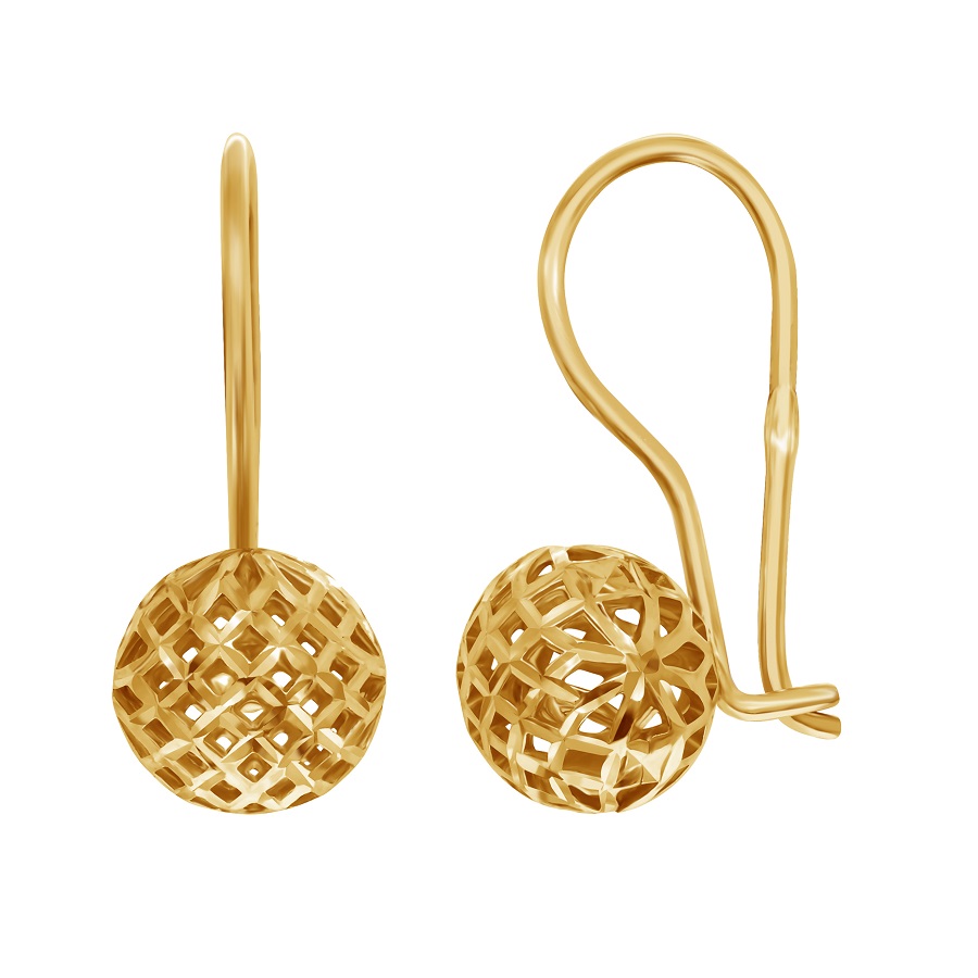 фото и цена Золотые серьги Сфера, Золотые серьги Сфера на петле