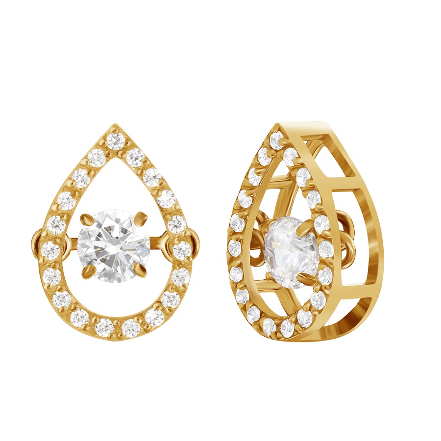 Фото Золотая подвеска Амьен со вставками: Фианит: (бесцветный). , Золотая подвеска Амьен со вставками: Фианит: (бесцветный, чистота - 0). 