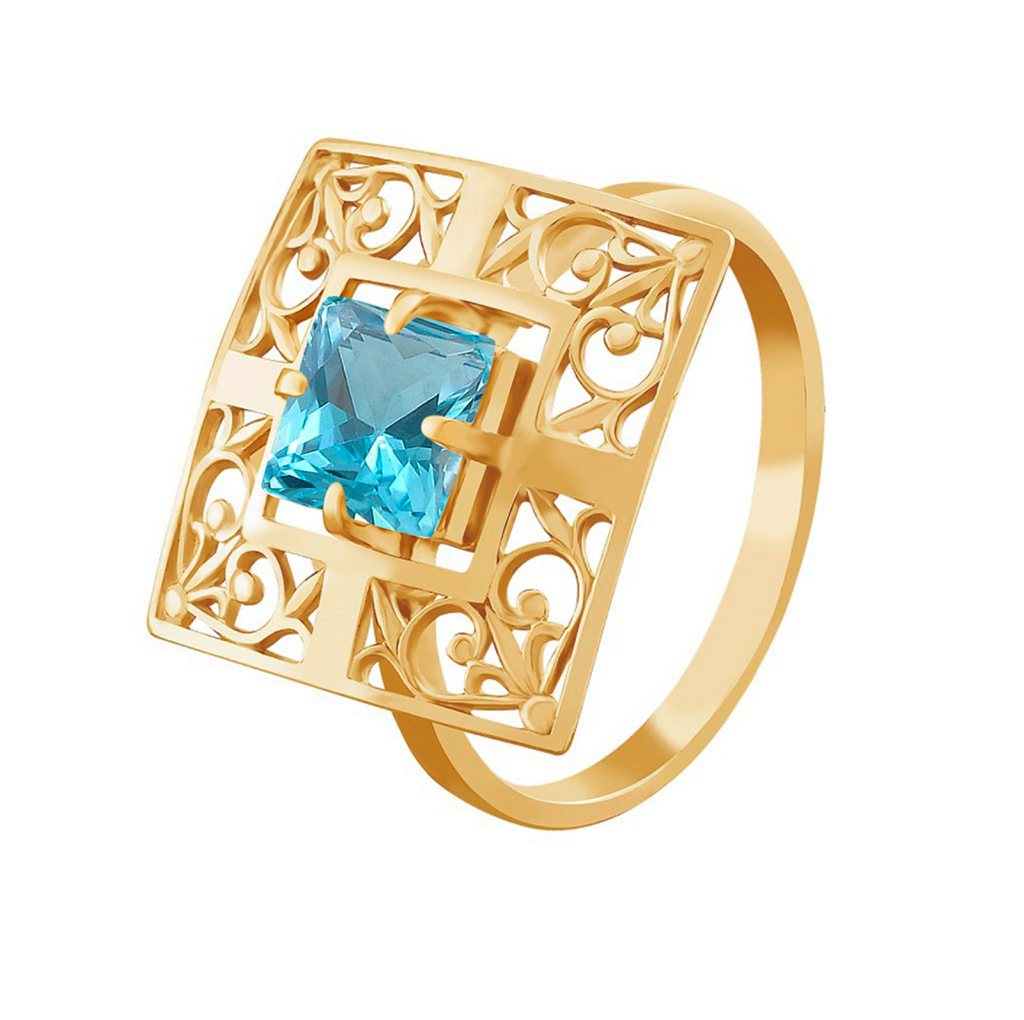 Фото Золотое кольцо Шакира с топазом. со вставками: Топаз: (чистота - 0). 