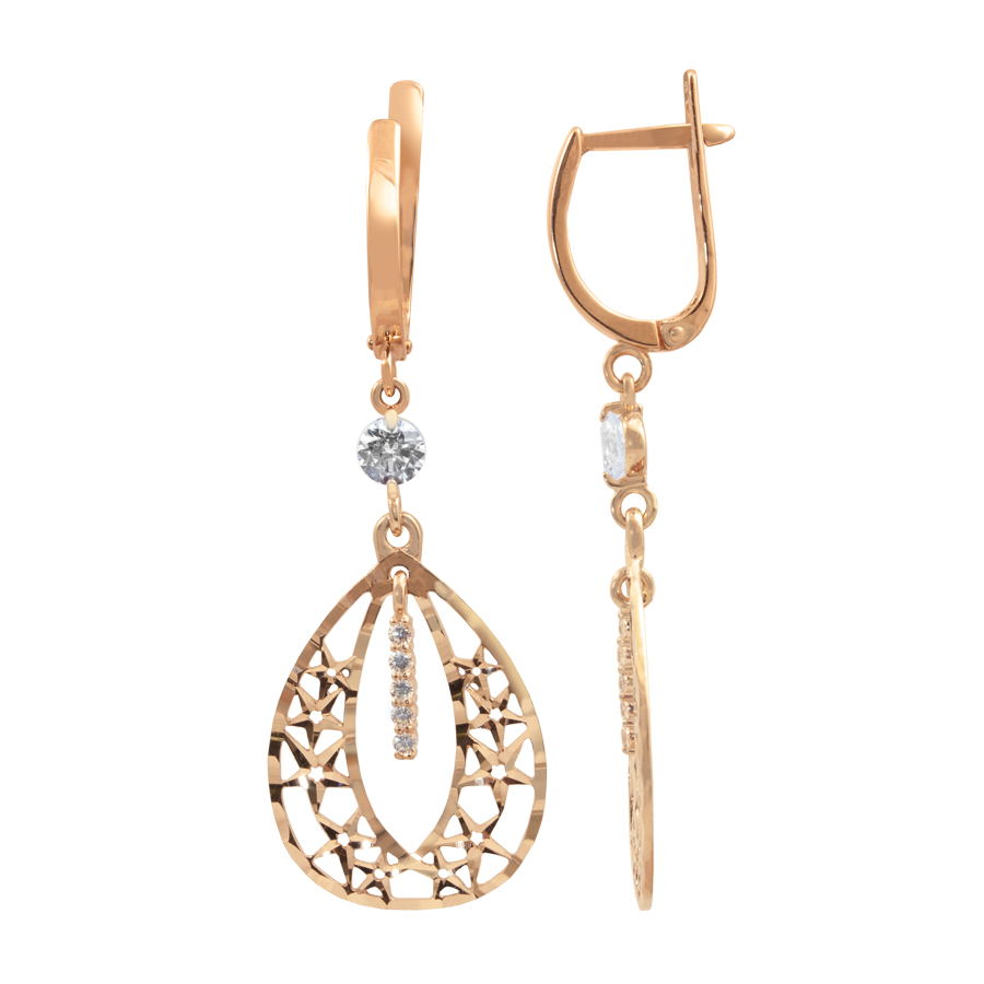 фото и цена Золотые серьги Млечный путь со вставками: Фианит: (бесцветный, чистота - 0). 