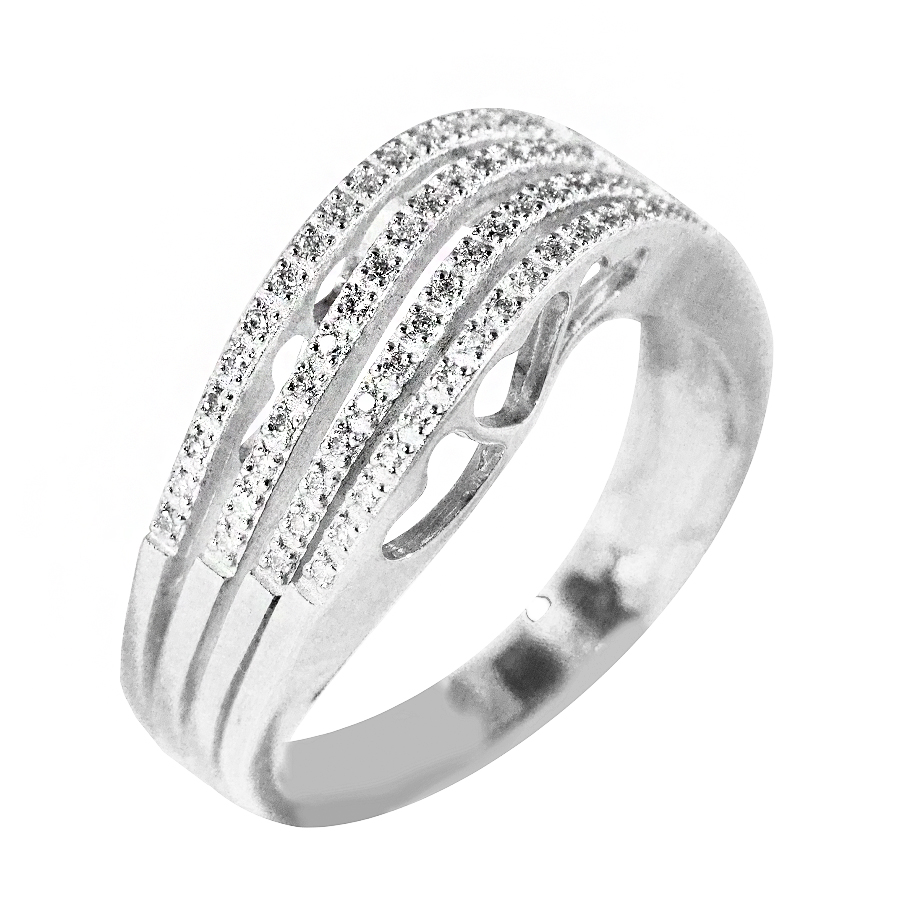 цена серебряное  Серебряное кольцо Шахерезада со вставками: Фианит: (бесцветный, чистота - 0). 