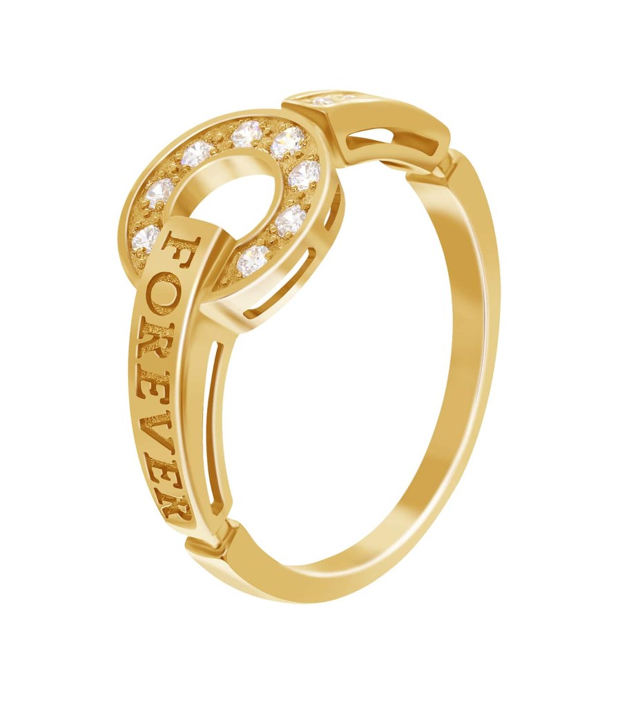 Фото Золотое кольцо Навсегда со вставками: Фианит: (бесцветный). 
