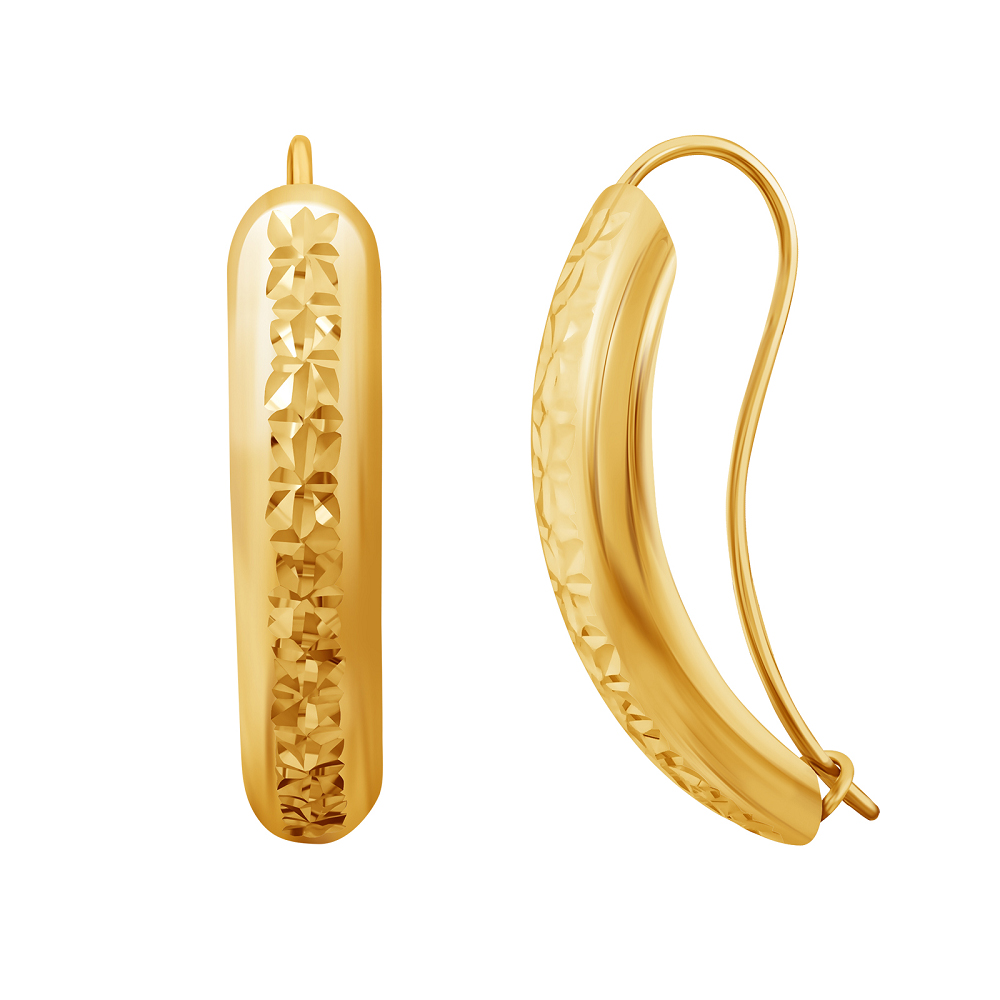 фото и цена Золотые серьги Бананы с алмазной гранью